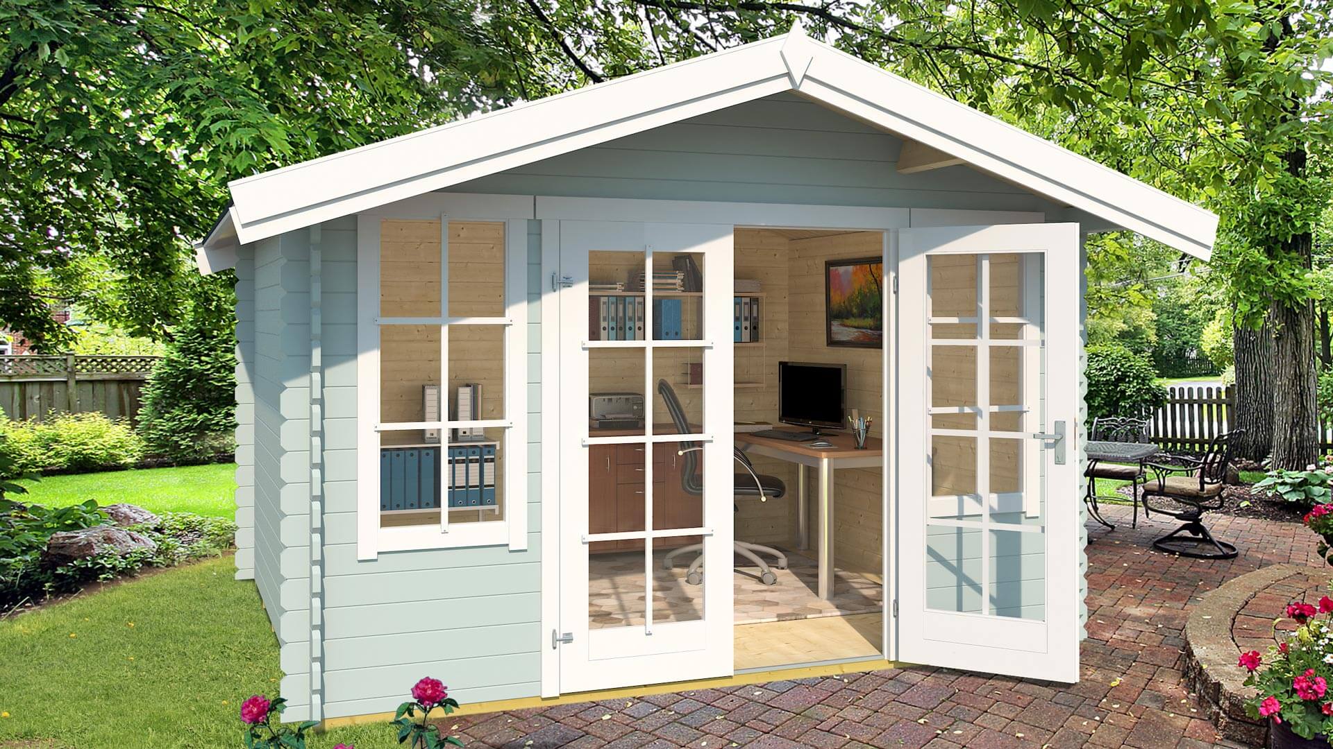 Gartenhaus 284 türkis