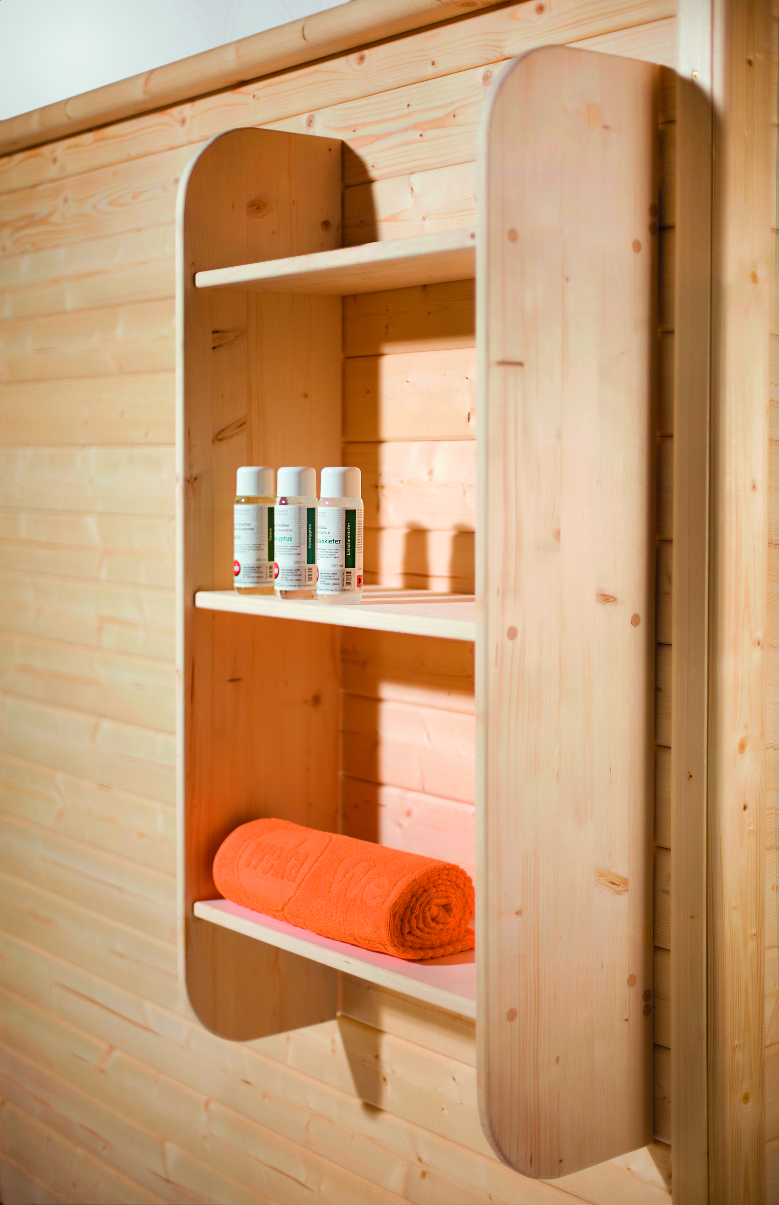 WEKA Schrankregal Universal für Sauna und Infrarotkabine | 3 Fächer, 60 × 25 × 120 cm