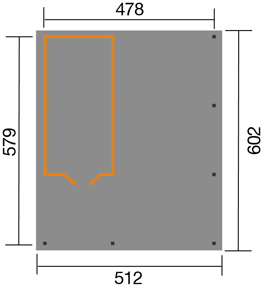 WEKA Carport 607 inkl. Geräteraum Gr. 2/3 Grundriss